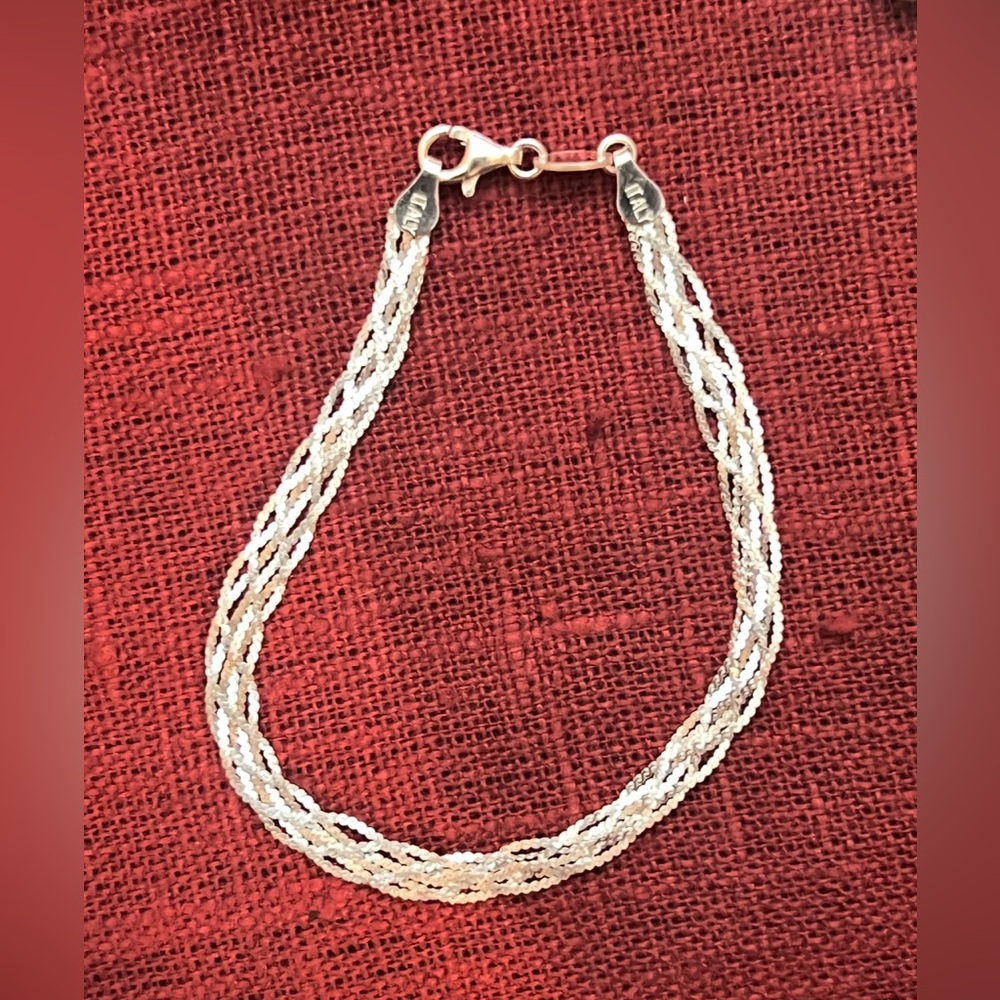 Mia Fiore 925 Sterling Silver 7" Multi
Strand Braided Chain Bracelet Italy. NIB